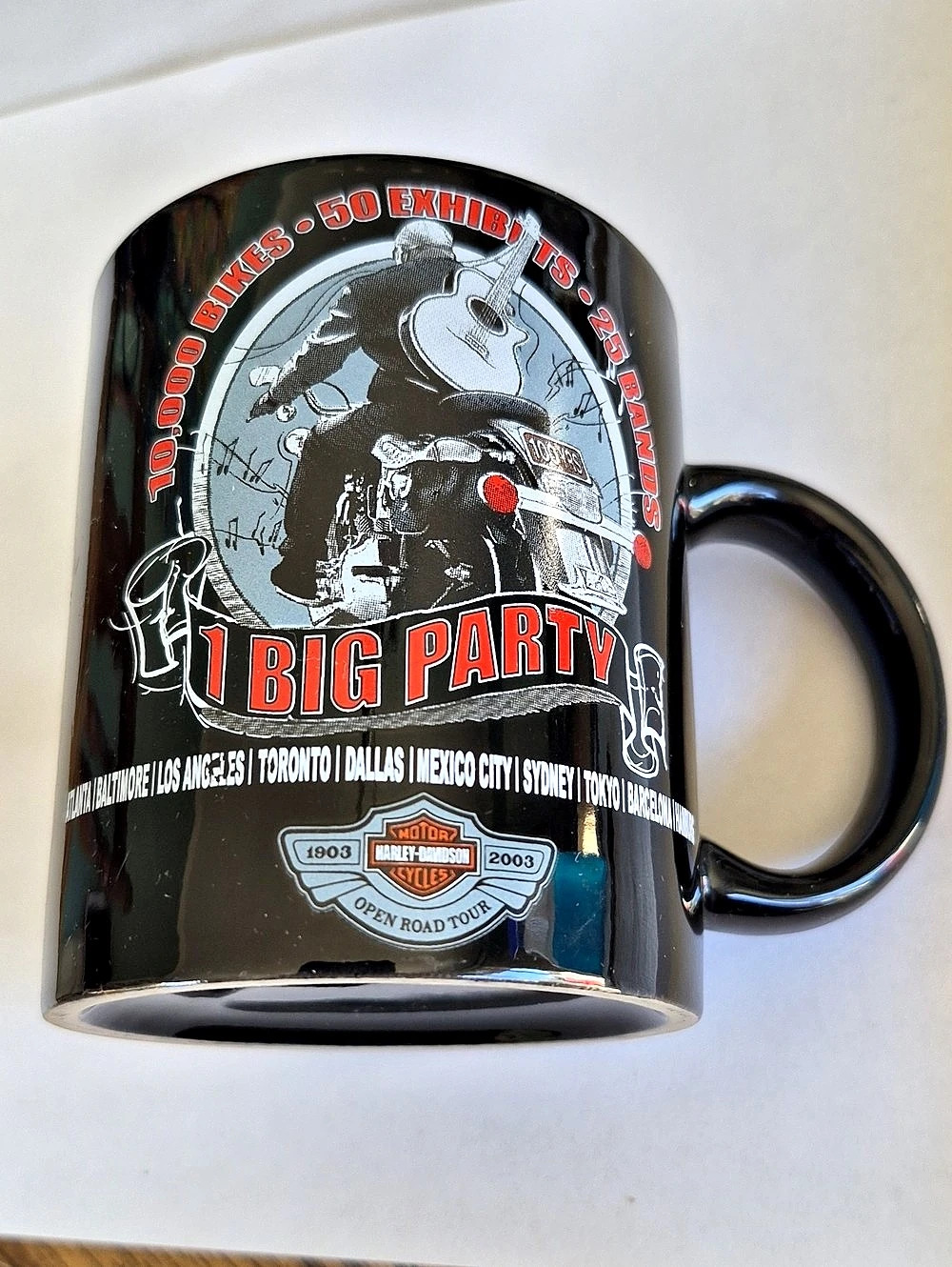 Harley-Davidson 2003 Open Road Tour 1 Big Party Coffee Mug Black & Red